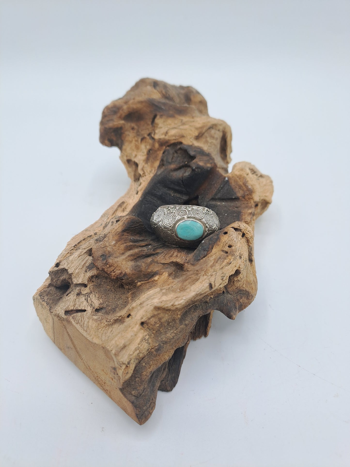 Anello indiano inciso con Turchese