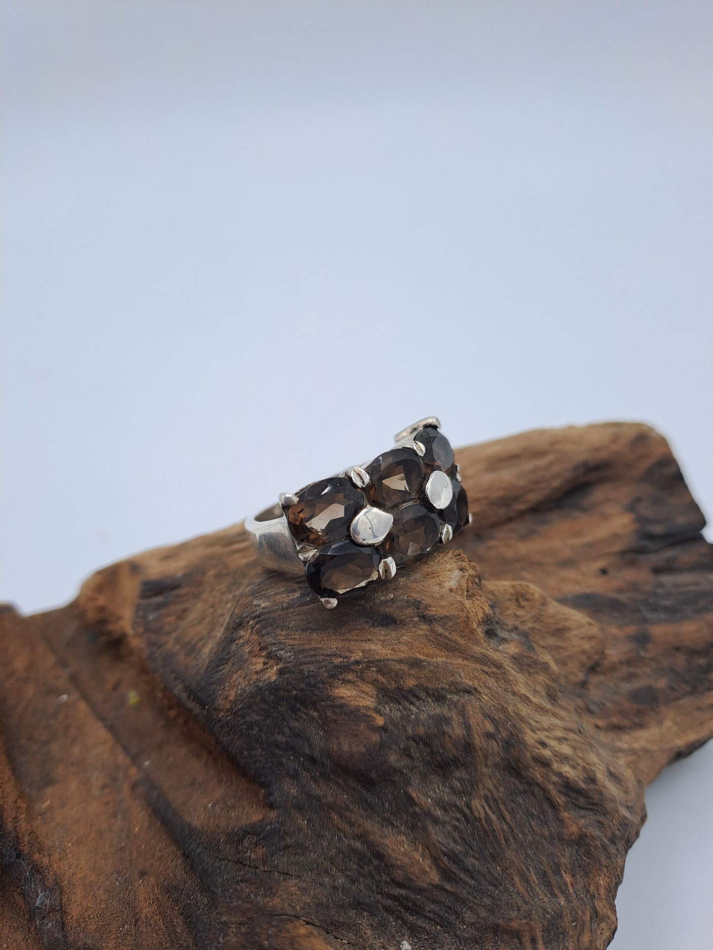 Anello sei Quarzi Fumè
