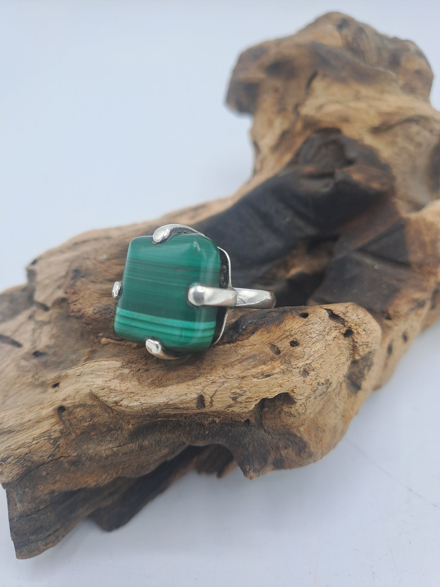 Anello con Malachite burattata