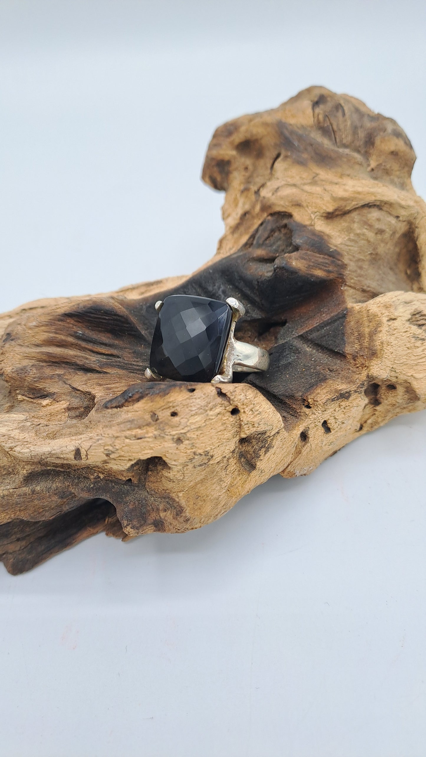 Anello Rose Cut quadrato Onice Nero
