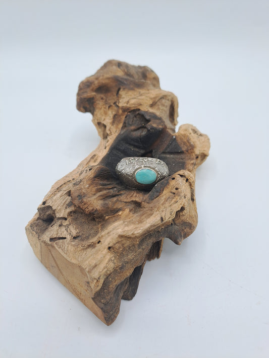 Anello indiano inciso con Turchese