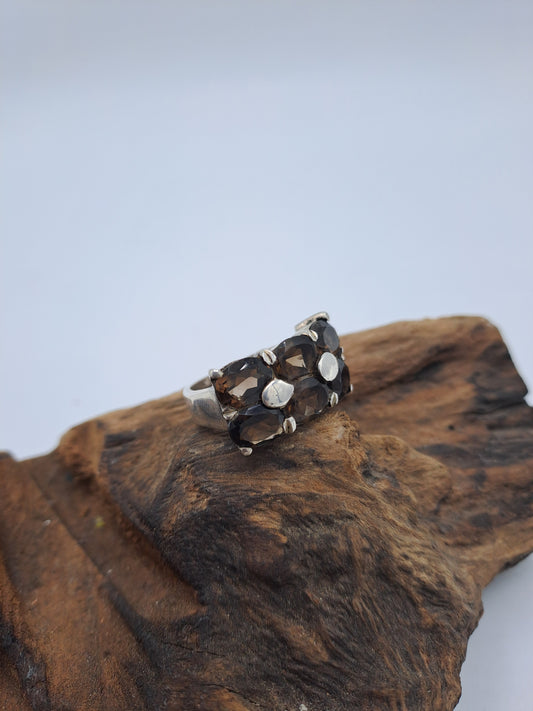 Anello sei Quarzi Fumè