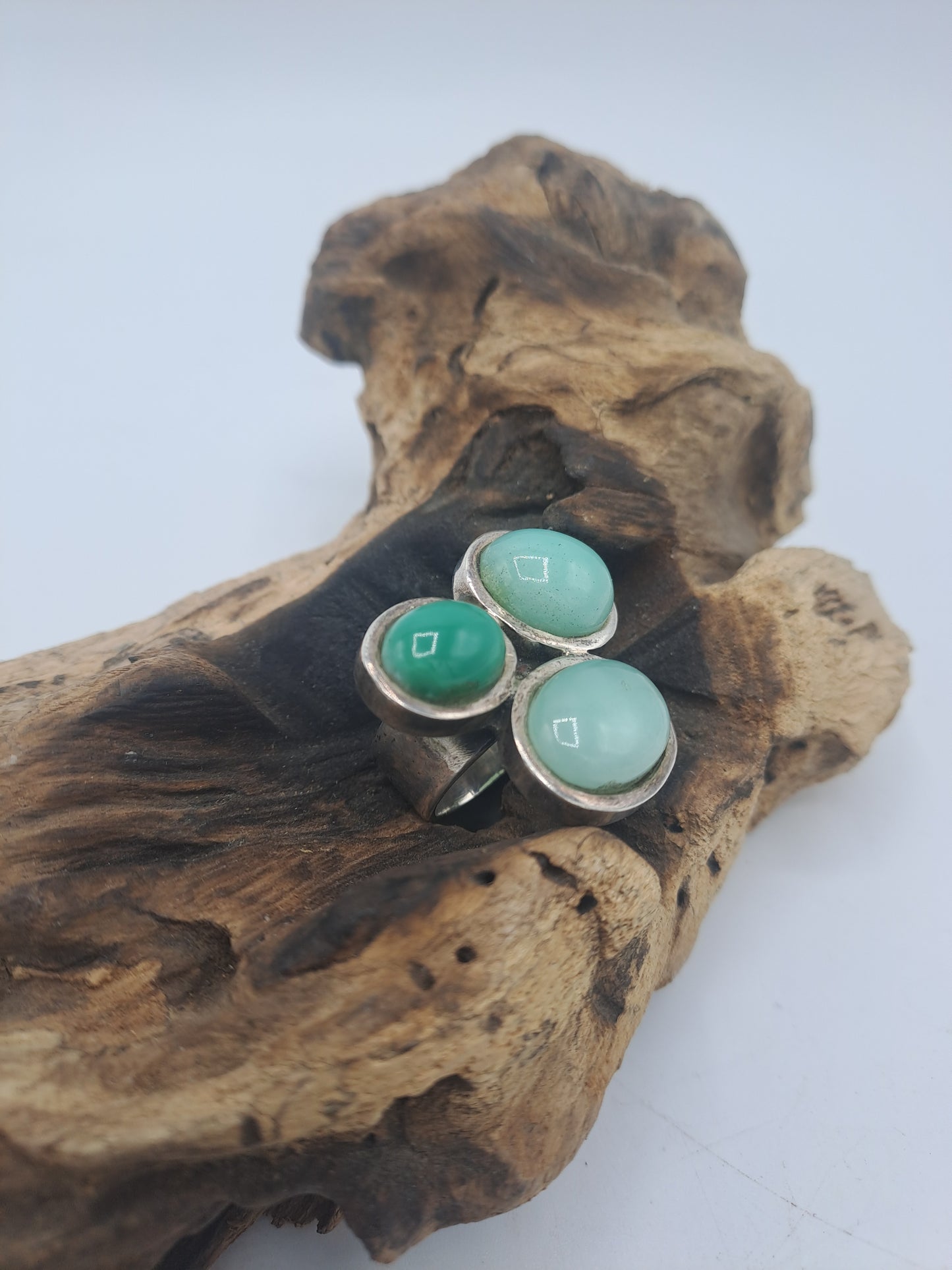 Anello cluster a tre Avventurine