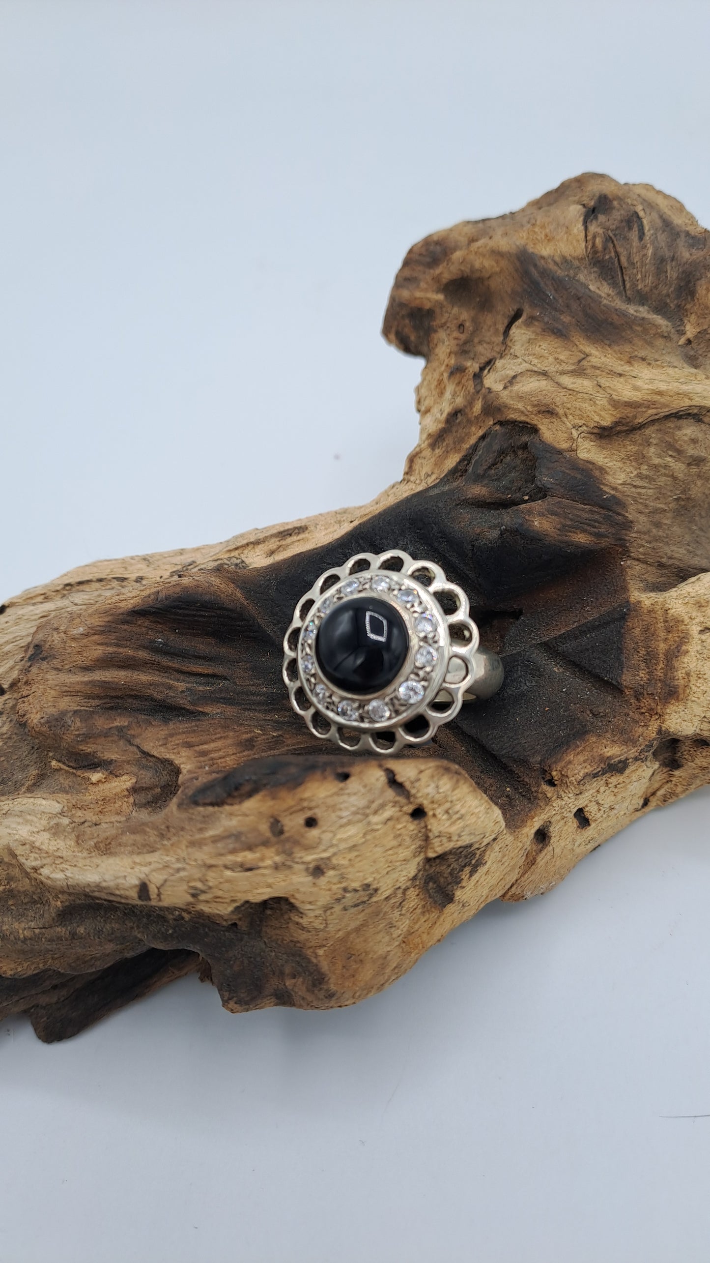 Anello Pavè Onice e Zirconi
