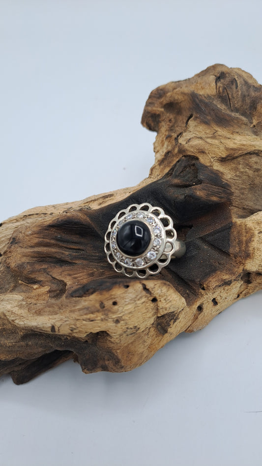 Anello Pavè Onice e Zirconi