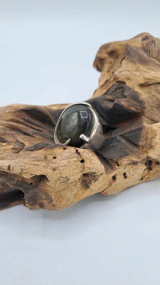 Anello con Ossidiana oro